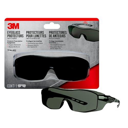 3M Eyeglass Protectors Anti-Scratch, Impact-Resistant, Blocks 99.9% of UV, Lightweight & Durable Design, Scratch Resistant Coating, Easy To Clean Safety Glasses, Gray Lens, 1 Pack (47032H1-DC)