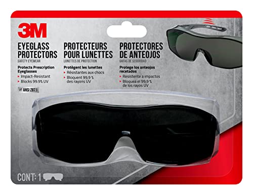 3M Eyeglass Protectors Anti-Scratch, Impact-Resistant, Blocks 99.9% of UV, Lightweight & Durable Design, Scratch Resistant Coating, Easy To Clean Safety Glasses, Gray Lens, 1 Pack (47032H1-DC)